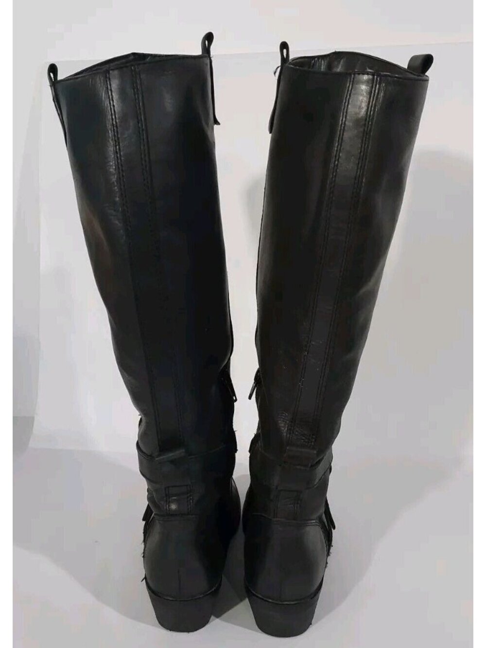 Dolce Vita Black Leather Tall Boots Womens Size 6 Casual Low Heel Side Zip - Picture 10 of 11
